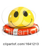 3d Smiley Is Floating In A Lifering