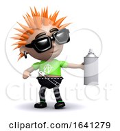 Funny Cartoon 3d Punk Kid With A Spraypain Can