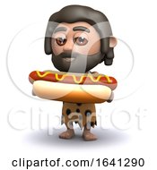 3d Caveman With A Hot Dog