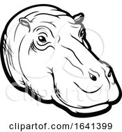 Poster, Art Print Of Black And White Hippo Face