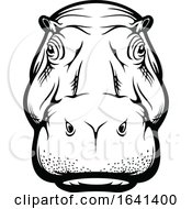 Poster, Art Print Of Black And White Hippo Face