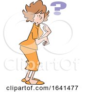Cartoon Forgetful White Woman With A Question Mark