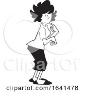 Cartoon Black And White Woman Experiencing The Forgetful Doorway Effect