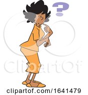 Cartoon Forgetful Black Woman With A Question Mark