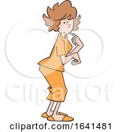 Cartoon White Woman Experiencing The Forgetful Doorway Effect