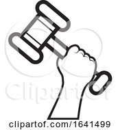 Black And White Hand Holding A Gavel