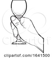 Poster, Art Print Of Black And White Hand Holding A Glass