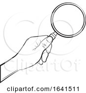 Poster, Art Print Of Black And White Hand Holding A Magnifying Glass