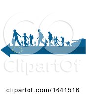 Poster, Art Print Of Silhouetted Immigrants On A European Flag Arrow