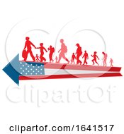 Poster, Art Print Of Silhouetted Immigrants On An American Flag Arrow