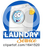 Poster, Art Print Of Happy Laundry Service Washing Machine Mascot With Text