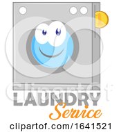 Poster, Art Print Of Happy Laundry Service Washing Machine Mascot With Text