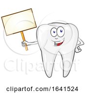 Poster, Art Print Of Cartoon Tooth Character Holding A Sign Board