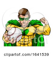 Superhero Holding Baseball Ball Sports Mascot