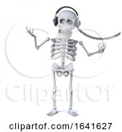 3d Skeleton Is Listening To Music On His Headphones