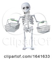 3d Skeleton Goes Shopping With Some Shopping Baskets