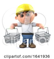3d Construction Worker Goes Shopping by Steve Young