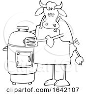 Poster, Art Print Of Cartoon Black And White Cow By A Smoker