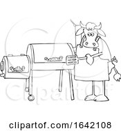 Poster, Art Print Of Cartoon Black And White Cow Using A Smoker