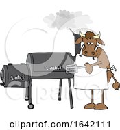 Poster, Art Print Of Cartoon Cow Using A Smoker