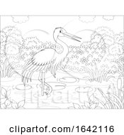 Poster, Art Print Of Black And White Heron Wading In A Lake
