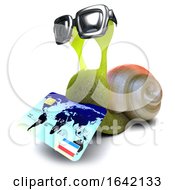3d Snail Character Holding A Credit Card