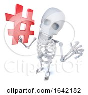 3d Skeleton Character Holding A Hashtag Symbol