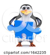 Poster, Art Print Of 3d Cute Penguin Holding A Piece Of A Jigsaw Puzzle