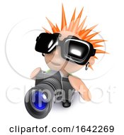 3d Punk Rocker Kid Character Taking Pictures With A Camera