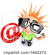 3d Punk Youth Holding An Email Address Symbol