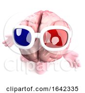 Poster, Art Print Of 3d Human Brain Character Wearing 3d Glasses