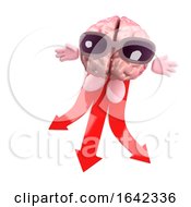Poster, Art Print Of Cartoon 3d Brain Character Choosing Which Direction To Travel
