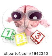 Poster, Art Print Of 3d Human Brain Character Playing With Counting Blocks