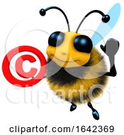 3d Funny Cartoon Honey Bee Character Holding A Copyright Symbol
