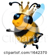 3d Funny Cartoon Honey Bee Character Wearing A Royal Gold Crown
