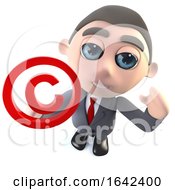 Cartoon 3d Businessman Character Holding A Copyright Symbol