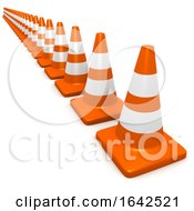 3d Row Of Traffic Cones