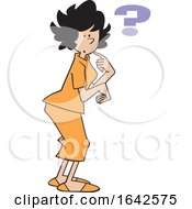 Cartoon Forgetful Hispanic Woman With A Question Mark