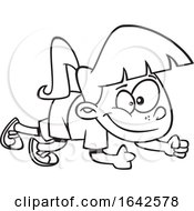 Poster, Art Print Of Cartoon Outline Girl Doing An Army Crawl