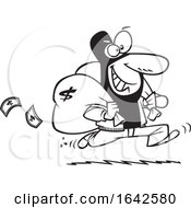 Poster, Art Print Of Cartoon Outline Robber Running After A Bank Heist