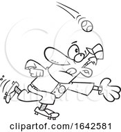 Poster, Art Print Of Cartoon Outline Baseball Player Going In For A Catch