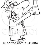 Poster, Art Print Of Cartoon Outline Male Scientist Discovering A Breakthrough