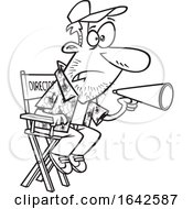 Cartoon Lineart Male Film Director Using A Bullhorn by toonaday