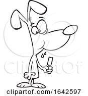 Poster, Art Print Of Cartoon Outline Dog Eating A Popsicle