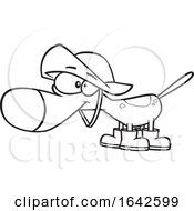 Cartoon Lineart Dog In Rain Gear