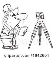Cartoon Lineart Male Surveyor Taking Notes