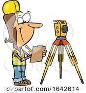 Cartoon White Female Surveyor Taking Notes