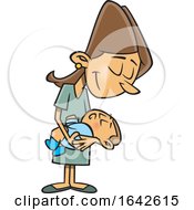 Poster, Art Print Of Cartoon Happy New White Mom Holding Her Baby