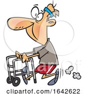 Cartoon Feisty Old Man Walking With A Walker by toonaday