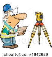Cartoon White Male Surveyor Taking Notes